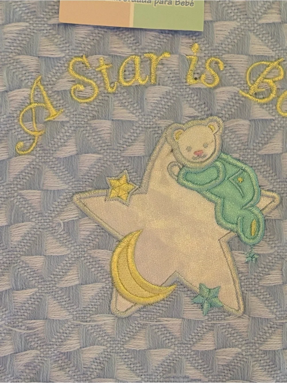 NOS Vintage Embroidered Baby Blanket JCPenney Satin Trim Vintage Shower Gift